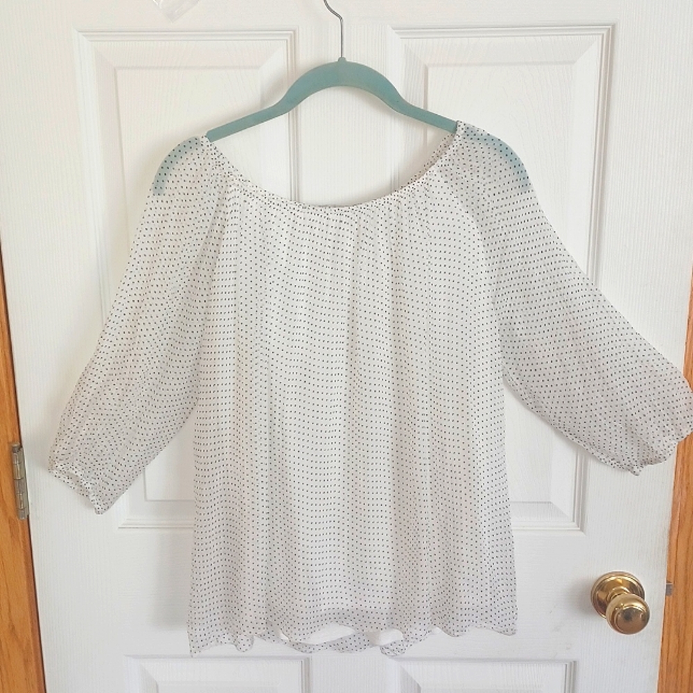 VIOLA BORGHI CHIFFON SILK BLOUSE NWOT POLKA DOT SIZE SMALL